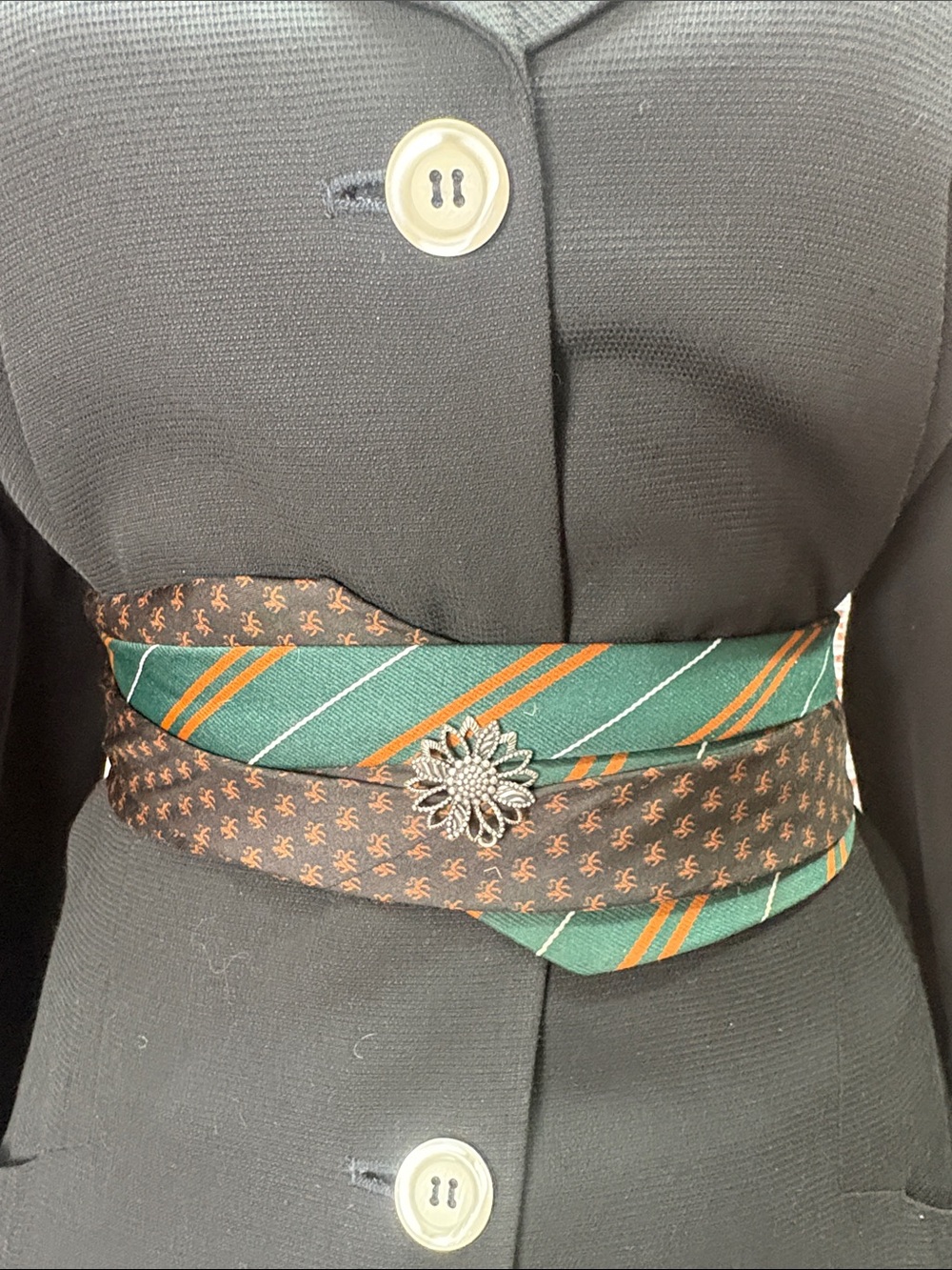 Upcycled Vintage Silk Necktie Belt